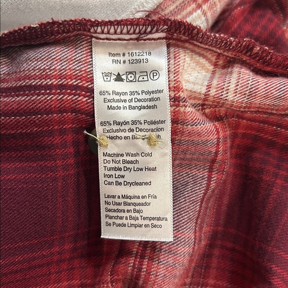 Jachs Girlfriend New York Women's Red Flannel Shirt with Side Pockets Size Large - Picture 6 of 6